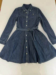 Polo Ralph Lauren Girls Sz 14 Denim Chambray Button Up Shirt Dress Collared EUC - Picture 1 of 8