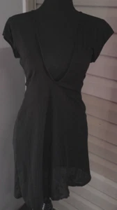 PRETTY LITTLE THING BLACK SHAPER BURNOUT PLUNGE KNOT BODYCON DRESS SIZE 8 NWT - Picture 1 of 5