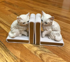 Lefton Book Ends #H518 Japón Gato Blanco Gatito Finales de Libro De Colección - Imagen 1 de 11