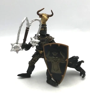 Figura guerrero templario Papo Gold & Black Knight Bull 2007 con maza y escudo - Imagen 1 de 3