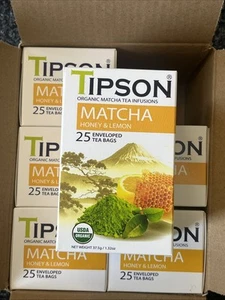 TIPSON Organic Green Tea MATCHA Honey And Lemon 6 boxes of 25 tea bags 150 Total - Picture 1 of 2