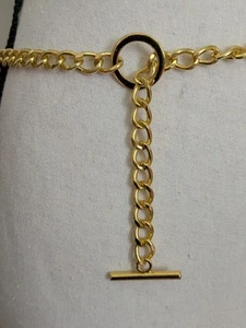 Vintage 1980er Mode goldfarbene Zopfkette mit Knebelverschluss Gürtel 40" Größe M/L - Bild 1 von 5