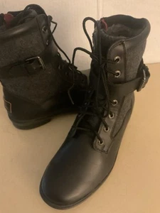 Ugg Women Black Leather Waterproof Kesey Boots Size 6.5 Euro 37.5 - Picture 1 of 12
