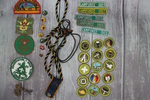 1950s Boy Scout Patches Memorabilia Lot - 24 Patchs 9 Pins Chief Den Cord - Picture 1 of 9