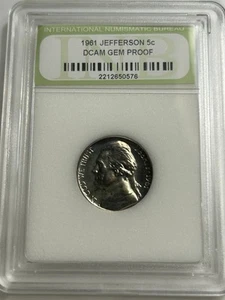 1961 Jefferson Nickel Uncirculated DCAM Gem Proof - Picture 1 of 4