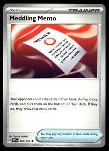 Meddling Memo 181/191 Pokemon SV08: Surging Sparks Non Holo - Picture 1 of 2