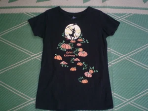 Girl's Halloween Short Sleeve Black T-Shirt "Happy Hallween" Size Medium 8-10 - Picture 1 of 2