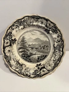 C. 1829-1836 Historical Staffordshire Plate Saratoga & Hudson Rivers 6-3/4" - Picture 1 of 6