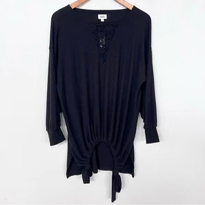 Neu BKE Oversize-Tunika Oberteil gerippt Spitzeneinsatz V-Ausschnitt Damen GRÖSSE XS - Bild 1 von 10