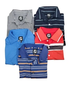 FootJoy Golf Polo Shirts Mens M Performance Multicolor Striped Stretch Lot of 5 - Picture 1 of 14