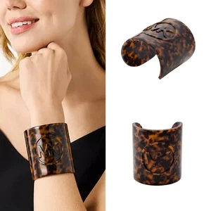 NWT MICHAEL KORS MK Logo Tortoiseshell Acetate Statement Cuff Bracelet - Picture 1 of 8