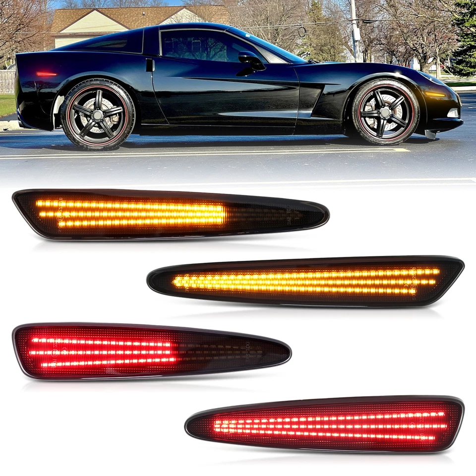 Dynamic 4x LED Side Marker Light Lamps For 2005-2013 Chevrolet Chevy Corvette C6 - Image 1 of 4