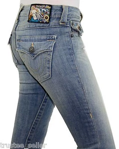 NWT True Religion Anthem Vintage Hippie Logo Becky Boot Jeans Sierra Madre Blue - Picture 1 of 11