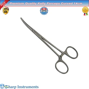 Kelly Hemostatic Medical Forcep CURVED 5.5" Serrated Jaws Surgical Instrument CE - Picture 1 of 3
