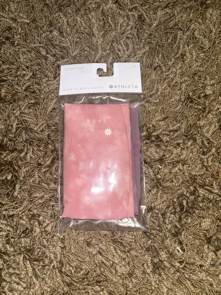 Athleta Made to Move Gaiters Set/2 Face Masks Purple Pink Tie Dye Bandanas