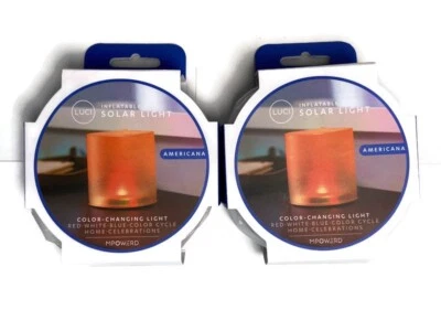 Lote de 2 luces solares inflables Luci Americana rojo blanco azul cambio de color ciclo Foto 1 de 4