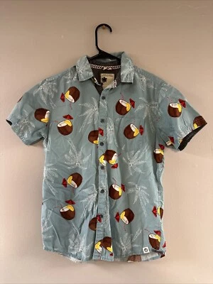 Free Planet Hawaiian Coconut Button Up print short sleeve shirt SIZE Medium - Image 1 of 4