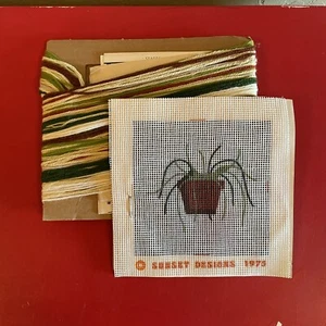 Vintage Sunset Designs Boston Fern Needlepoint Kit Unworked Circa 1990 - Picture 1 of 3