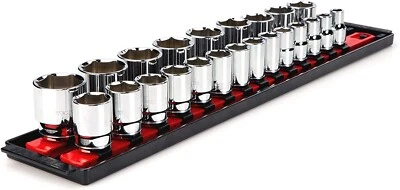TEKTON Socket Set 1/2 Inch Drive 6 Point Metric Tool Polished Chrome 23 Piece - Image 1 of 4