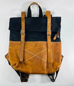 Mochila de cuero con tapa enrollable Kovered KVD Witham negra/bronceada - Imagen 1 de 22
