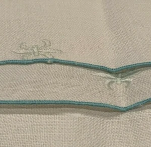 Fleur de Lis Embroidered Rectangle Tablecloth ~ 58"x76" ~ White Aqua Light Green - Picture 1 of 10