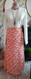 Vintage style burnt orange cream pink floral midi skirt size 16 Papaya BNWOT - Picture 1 of 3