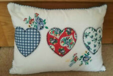 VINTAGE STYLE EMBROIDERED APPLIQUE FLOWERS AND HEARTS CUSHION BOLSTER CUSHION