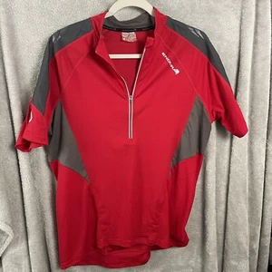 Endura Cycling Jersey Men Size Medium Polyester 1/4 Zip Red - Picture 1 of 10