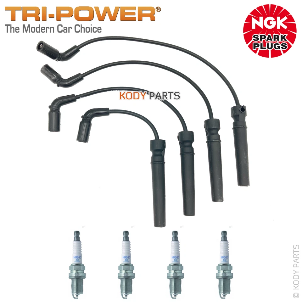 TRI-POWER IGNITION LEADS & NGK SPARK PLUGS - for Holden Barina TK 1.6L (F16D3) - image 1 of 1