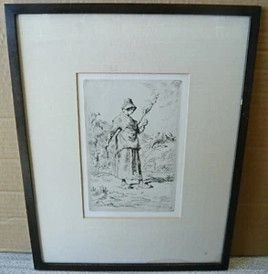 JEAN-FRANCOIS MILLET, LA FILEUSE AUVERNIA (THE SPINNER), c.1868, GRABADO, ed.350 - Imagen 1 de 13