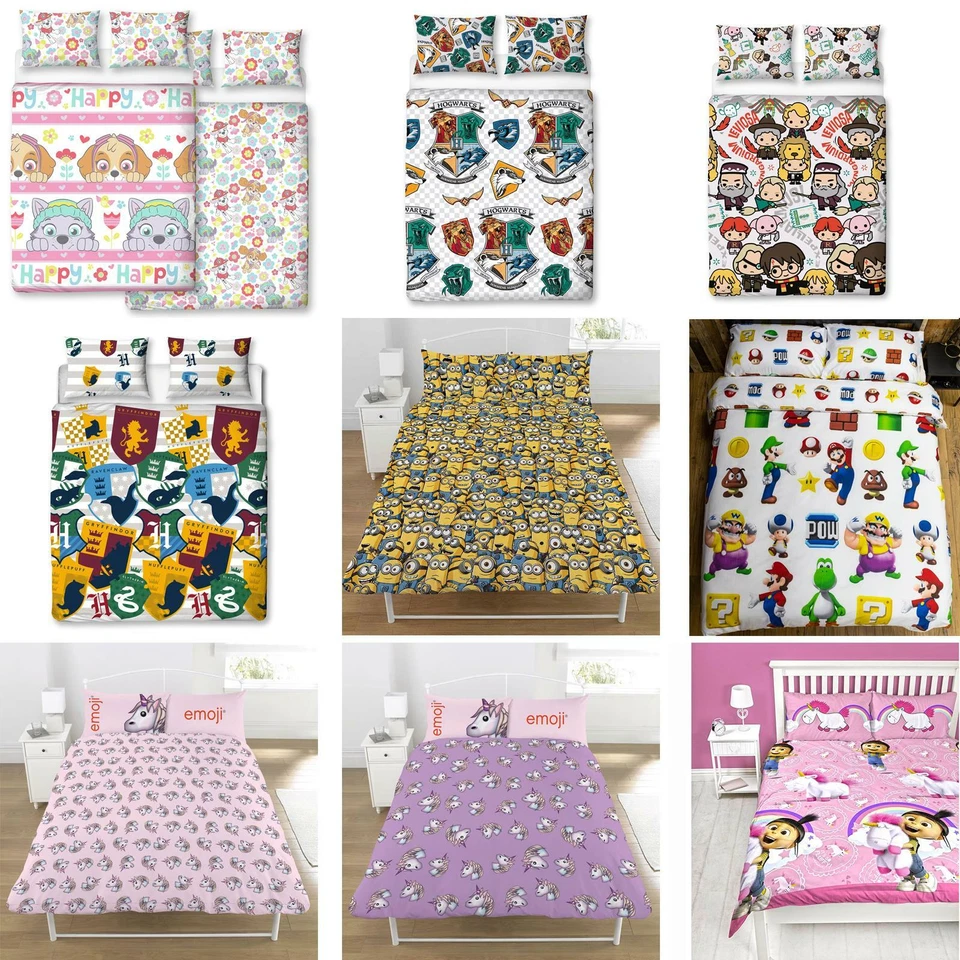 GIRLS DOUBLE ROTARY DUVET SETS DISNEY FROZEN PRINCESS PAW PATROL UNICORN + MORE - Image 1 of 1