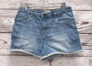 OshKosh B'Gosh Girls Denim Cuffed Lined Shorts Jetty Blue Wash Size 14 - Picture 1 of 3