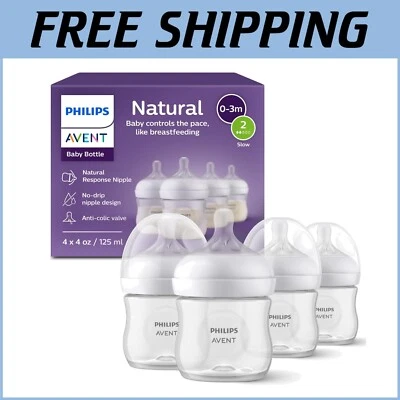 Natural Response Baby Bottles Set - 4oz Philips Bottles with No-Drip Nipples - Image 1 of 4