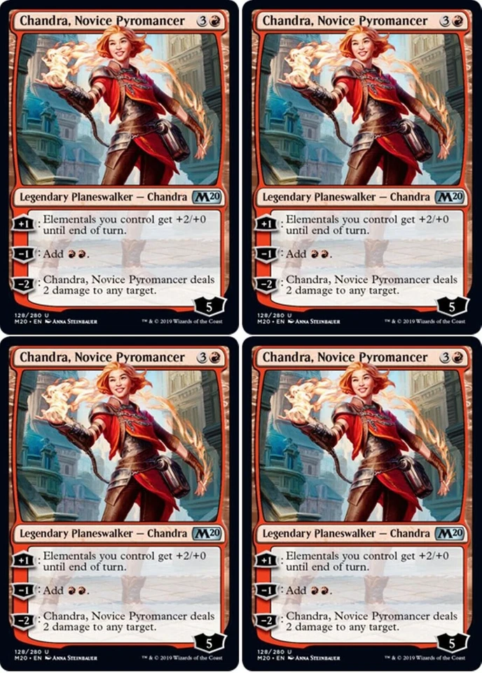 4x CHANDRA, NOVICE PYROMANCER Core Set 2020 MTG Red Planeswalker Unc - Image 1 of 1