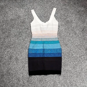 Herve Leger Bandage Dress Size 14UK 10US L Ombre Party Cocktail Blue Mini - Picture 1 of 13