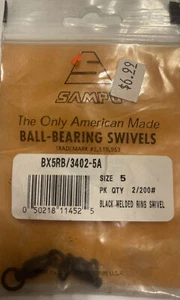 Sampo Size 5 3, Ball Bearing Swivels Solid Ring Both Ends 200lb Black Pack of 2 - Picture 1 of 4