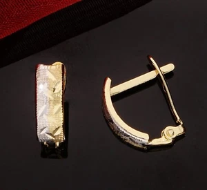 EDLE 585 Gold CREOLEN, 585 Gelb-Weißgold, GOLDOHRRINGE, 14 Karat, BICOLOR !!! - Bild 1 von 1