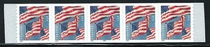 Mint US Strip of 5 Coil Flag Stamp with Plate# P1111, Scott# 5657 (MNH) - Picture 1 of 1