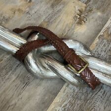 Polo Ralph Lauren Brown Leather Woven Braided Belt Size 34 Unisex 