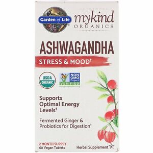Organic Ashwagandha Stress & Mood by Garden of Life MyKind 60 Vegan Tablets