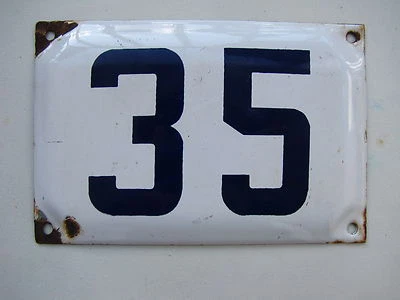 Letrero de casa de la calle vintage genuino de porcelana esmaltada ISRAELÍ número 35 # 35  Foto 1 de 3