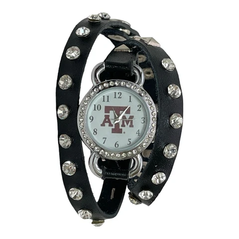 Texas A&M University College Womens Ladies Studded Rhinestone Wrist Wrap Watch Cover