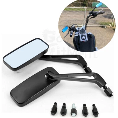 Espejos retrovisores rectangulares negros 8 mm 10 mm para motocicleta Yamaha V Star 1300 950 Foto 1 de 4