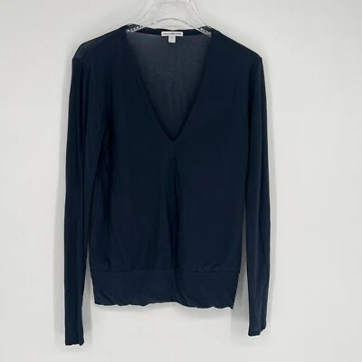 James Perse Top Womens S Navy Blue V Neck Basic Staple Long Sleeve Classic - Imagem 1 de 4