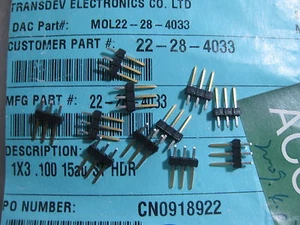 10X 22-28-4033 Headers & Wire Housings 3CKT STRAIGHT HEADER 0022284033 - Picture 1 of 2