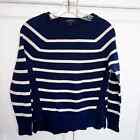 J. Crew Sweater Sz Xxs Navy/White Stripe Cotton Crewneck Side Button Vivian