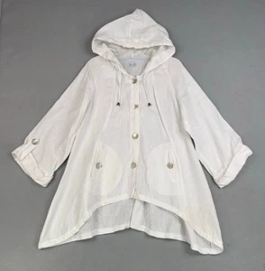 Sigrid Olsen Jacket Womens Large White Coastal Resort Preppy Minimal 100% Linen - Picture 1 of 16