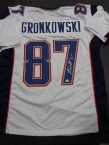 Rob Gronkowski New England Patriots Autographed Custom Football Jersey GA COA XL - Picture 1 of 4
