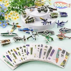 100 Pack Paper Military Toys 3D Cartoon Puzzle for Kids Toys Foam Airplanes T... - Picture 1 of 7