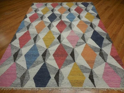 СОВРЕМЕННЫЙ КОВЕР ANATOLIA FLATWAVE КИЛИМ С ГЕОМАТРИЧЕСКОЙ РЫБОЙ ДИЗАЙН 5,6x8 - Изображение 1 из 4